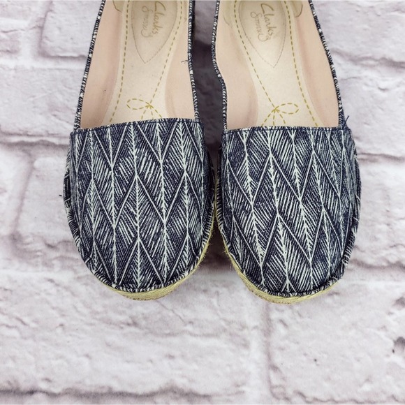 Clarks summer slides shoes flats navy blue white size 8 women's - Picture 3 of 10